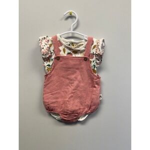Rabbit Bear Organic Cotton Baby Girl Strawberry Bodysuit Waffle Romper Set 6-9M